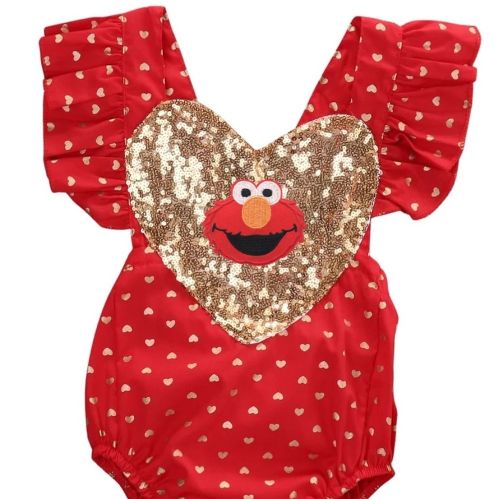 Elmo Dress Outfit Sesame Street Romper Clothes Jumpsuit Baby Elmo Birthday Dress